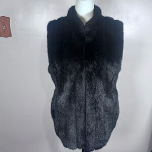 Donna Salyers Fabulous Faux Fur Black Full Zip Vest ~~ Mob Wife Luxury Vest Sz M